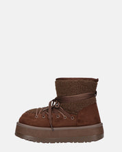 ALENA - stivali invernali stringati marrone scuro imbottiti all interno