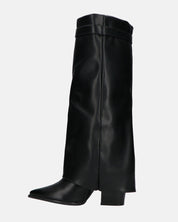 KAARINA - stivale alto nero con risvolto