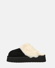 NEVE - ciabatte con pelliccia beige e platform nero