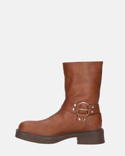 RYOKO - stivaletti marroni con borchie e cinturini