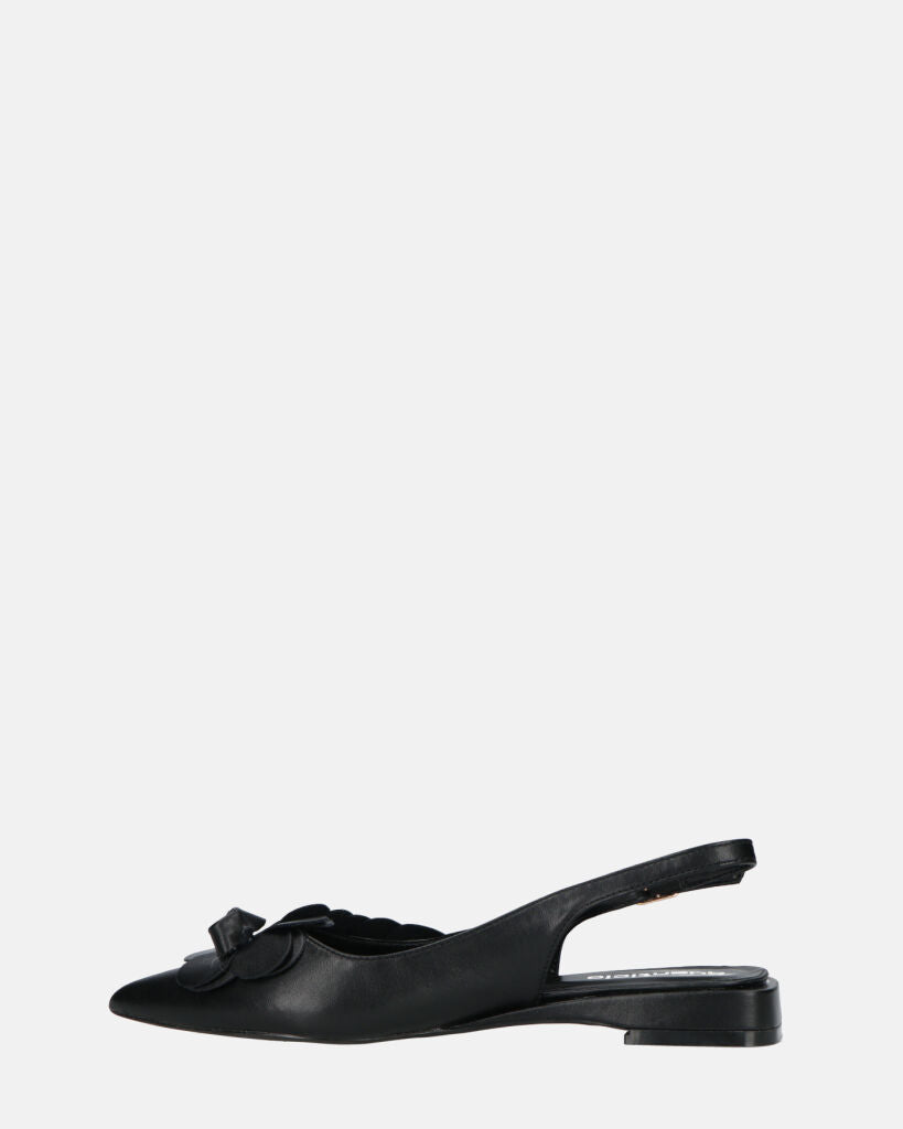 JODENE -  scarpe nero con cinturino posteriore e decorazione floreale