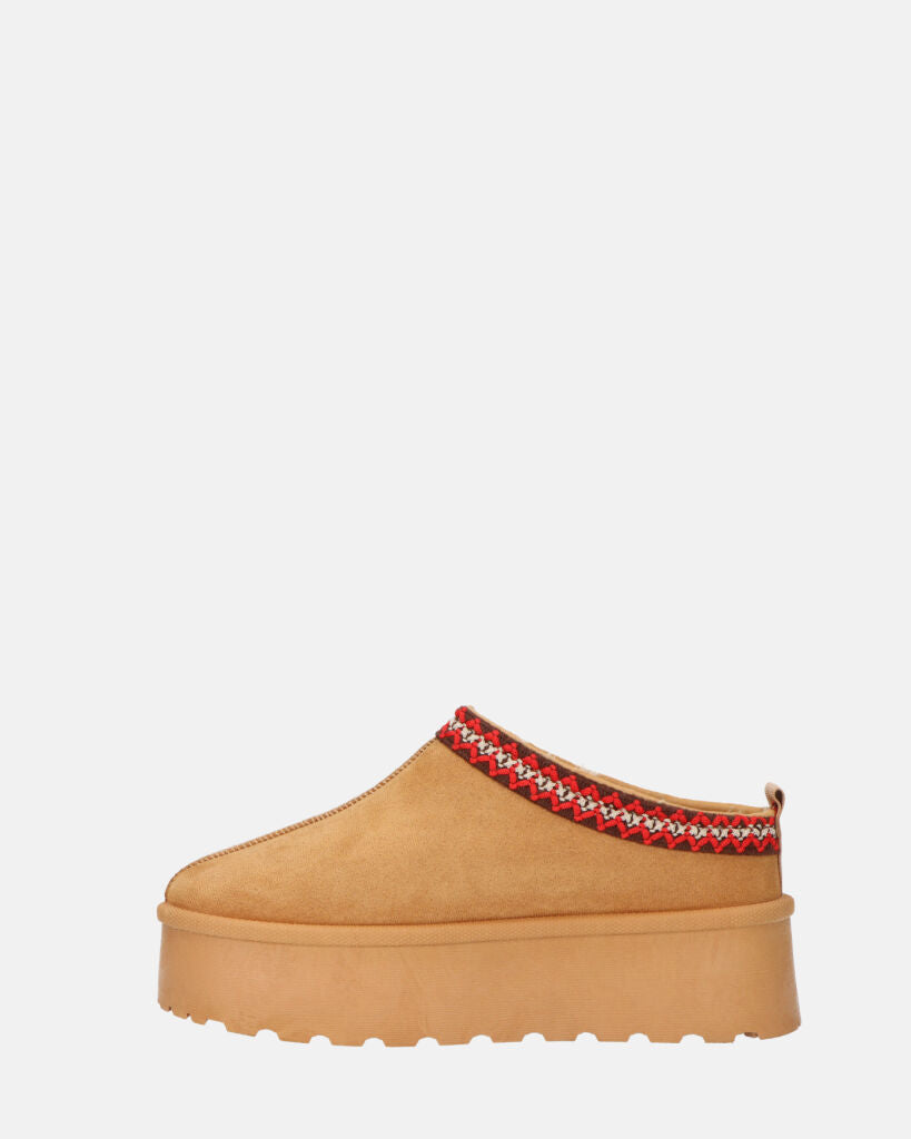 ZELDA - pantolofe platform in camoscio marrone