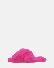 SUZUE - ciabattine aperte in punta in pelliccia fucsia