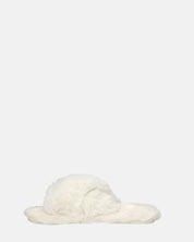 SUZUE - ciabattine aperte in punta in pelliccia bianca