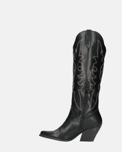 REJA - camperos alti neri con ricami in bianco