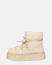 ALENA - stivali invernali stringati beige imbottiti all interno