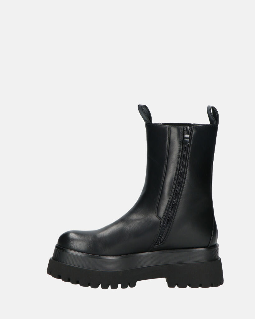 MINA - stivaletti neri tipo anfibi con banda elastica