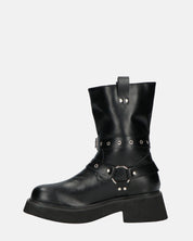 TOKIE - stivaletti anfibi neri con cinturini