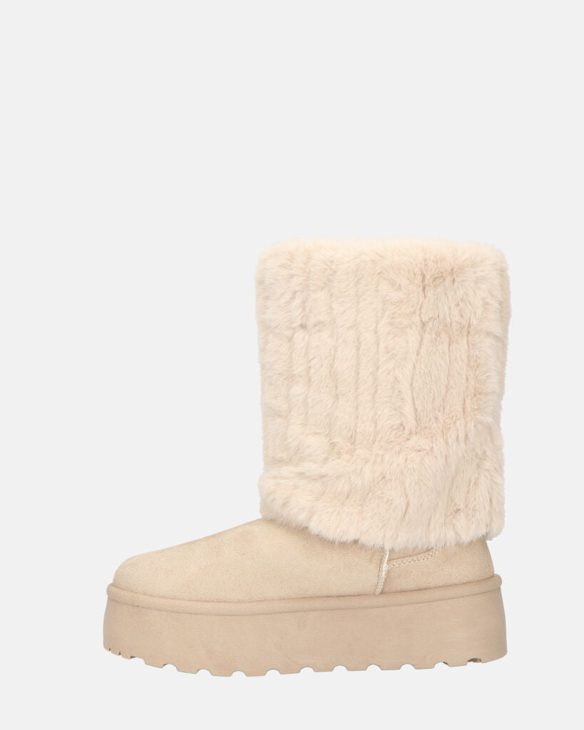 MANU - stivaletti invernali beige imbottiti