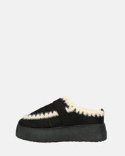 NAIARA - mocassini platform in ecopelliccia nera imbottiti all interno