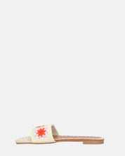 MARILIA - ciabattine beige chiaro con decorazioni ricamate e suola marrone