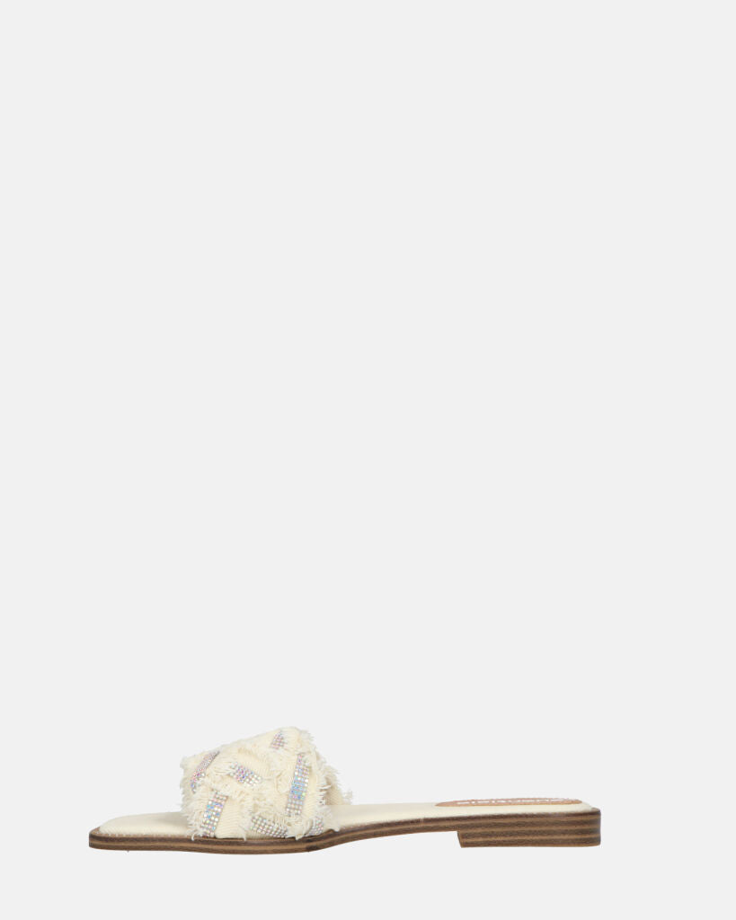 JOELE - ciabattine beige con gemme