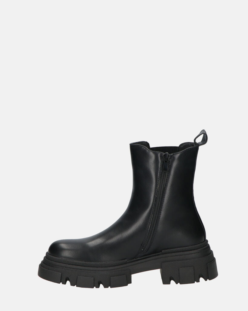 NORMA - stivaletti con cerniera laterale in ecopelle nera