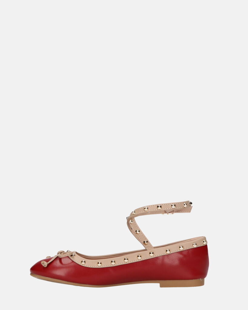 MAHIKA - ballerine bordeaux con borchie dorate