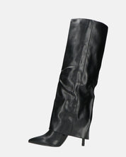 LIDIA - stivali tacchi a spillo neri alti con risvolto