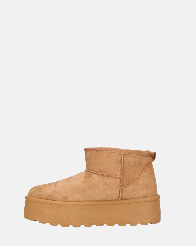 MIREIA - stivaletti bassi marroni in camoscio e interno imbottito