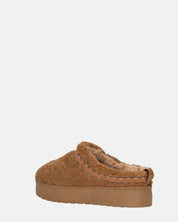 SHIGE - pantofole platform marroni con ricami