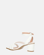 HIROE - sandali bianchi con tacco in ecopelle con cinturino