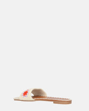 MARILIA - ciabattine beige chiaro con decorazioni ricamate e suola marrone