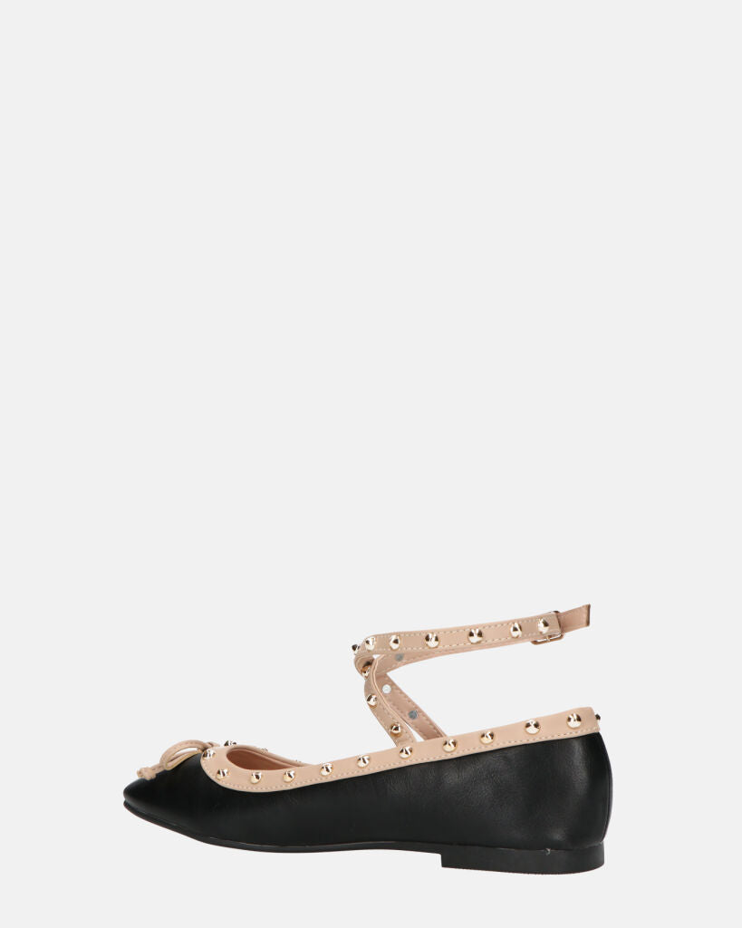 MAHIKA - ballerine neri con borchie dorate