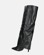 LIDIA - stivali tacchi a spillo neri alti con risvolto