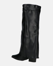 KAARINA - stivale alto nero con risvolto