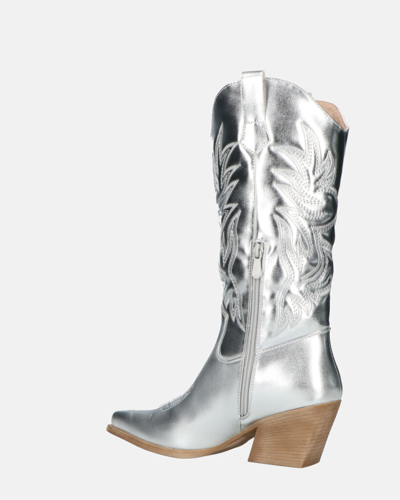 VITA - stivali camperos in glassy argento