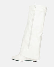 FLAVIA - stivale alto in bianco con risvolto e cerniera