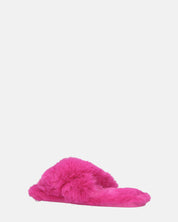 SUZUE - ciabattine aperte in punta in pelliccia fucsia