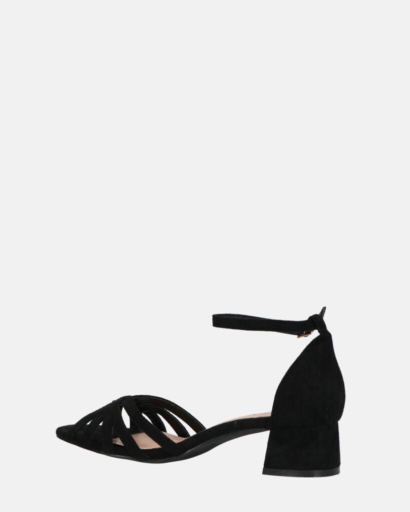 THEMA - sandali bassi in camoscio nero e cinturino