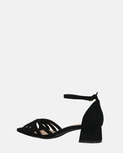 THEMA - sandali bassi in camoscio nero e cinturino