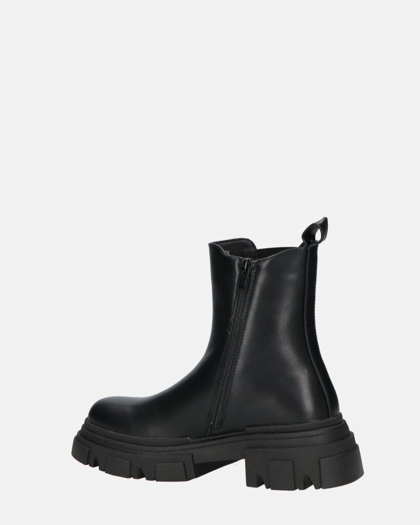 NORMA - stivaletti con cerniera laterale in ecopelle nera