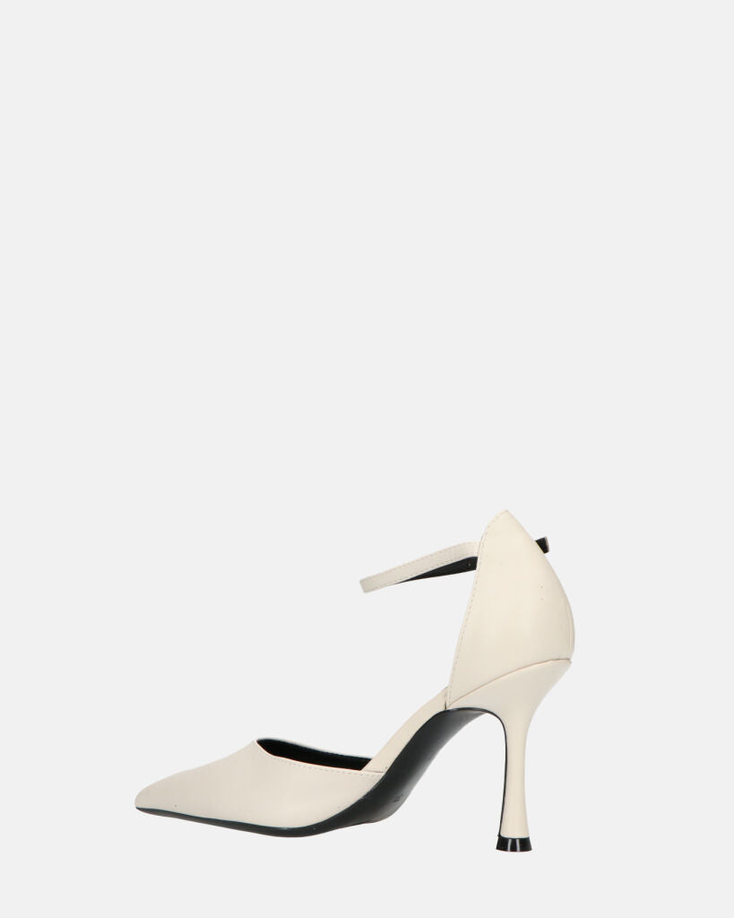 MEENA - decolette bianco con cinturino e soletta nera