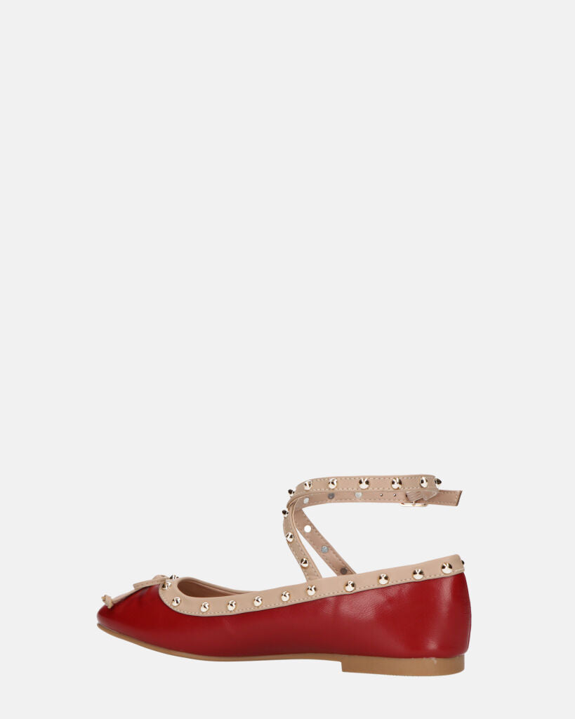 MAHIKA - ballerine bordeaux con borchie dorate