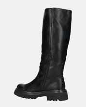 SANDRA - stivali anfibi neri con cerniera laterale