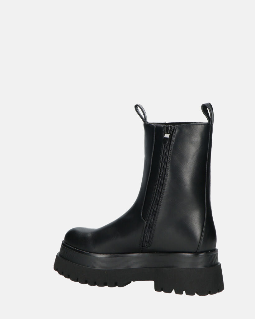 MINA - stivaletti neri tipo anfibi con banda elastica