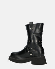 TOKIE - stivaletti anfibi neri con cinturini