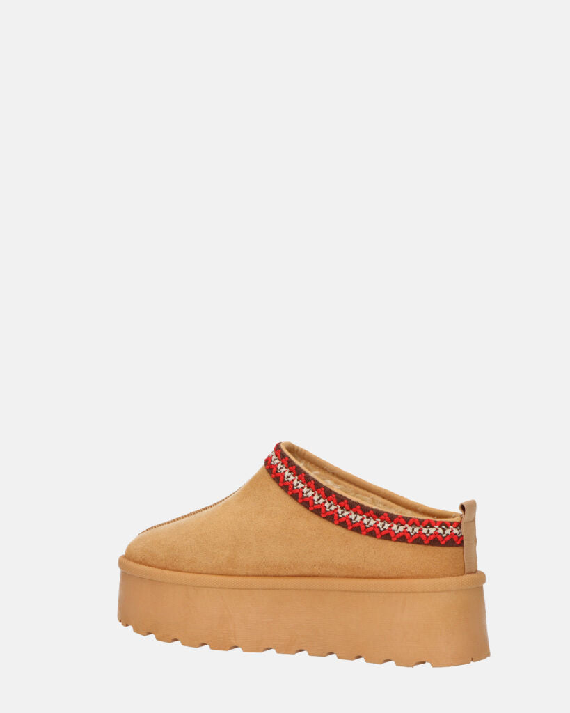 ZELDA - pantolofe platform in camoscio marrone