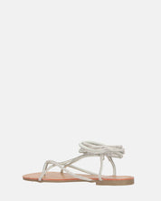 JANIRA - sandali bassi con lacci glitter argentati