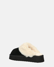 NEVE - ciabatte con pelliccia beige e platform nero