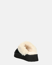 NEVE - ciabatte con pelliccia beige e platform nero