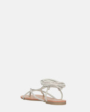 JANIRA - sandali bassi con lacci glitter argentati