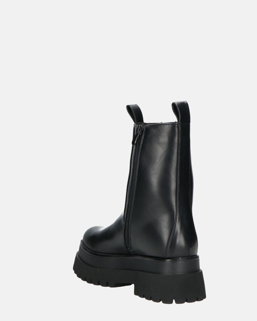 MINA - stivaletti neri tipo anfibi con banda elastica