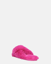SUZUE - ciabattine aperte in punta in pelliccia fucsia