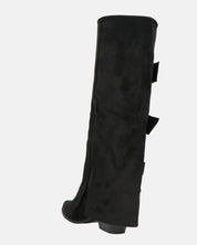 RAHEL - scarpe in camoscio nero con cinture e cerniera laterale