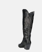 REJA - camperos alti neri con ricami in bianco