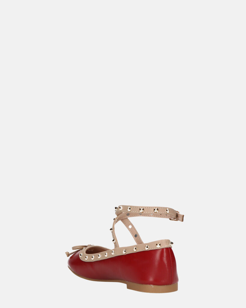 MAHIKA - ballerine bordeaux con borchie dorate