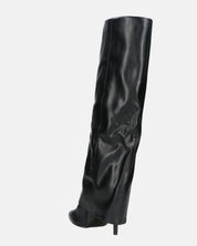 LIDIA - stivali tacchi a spillo neri alti con risvolto