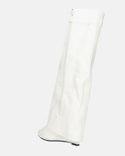 FLAVIA - stivale alto in bianco con risvolto e cerniera