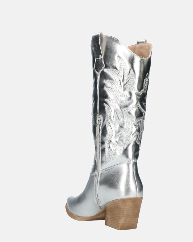 VITA - stivali camperos in glassy argento